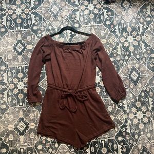 Brown knit long sleeve romper